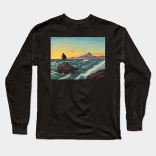 Ukiyo-e Japanese Art - Lone Fisherman Long Sleeve T-Shirt